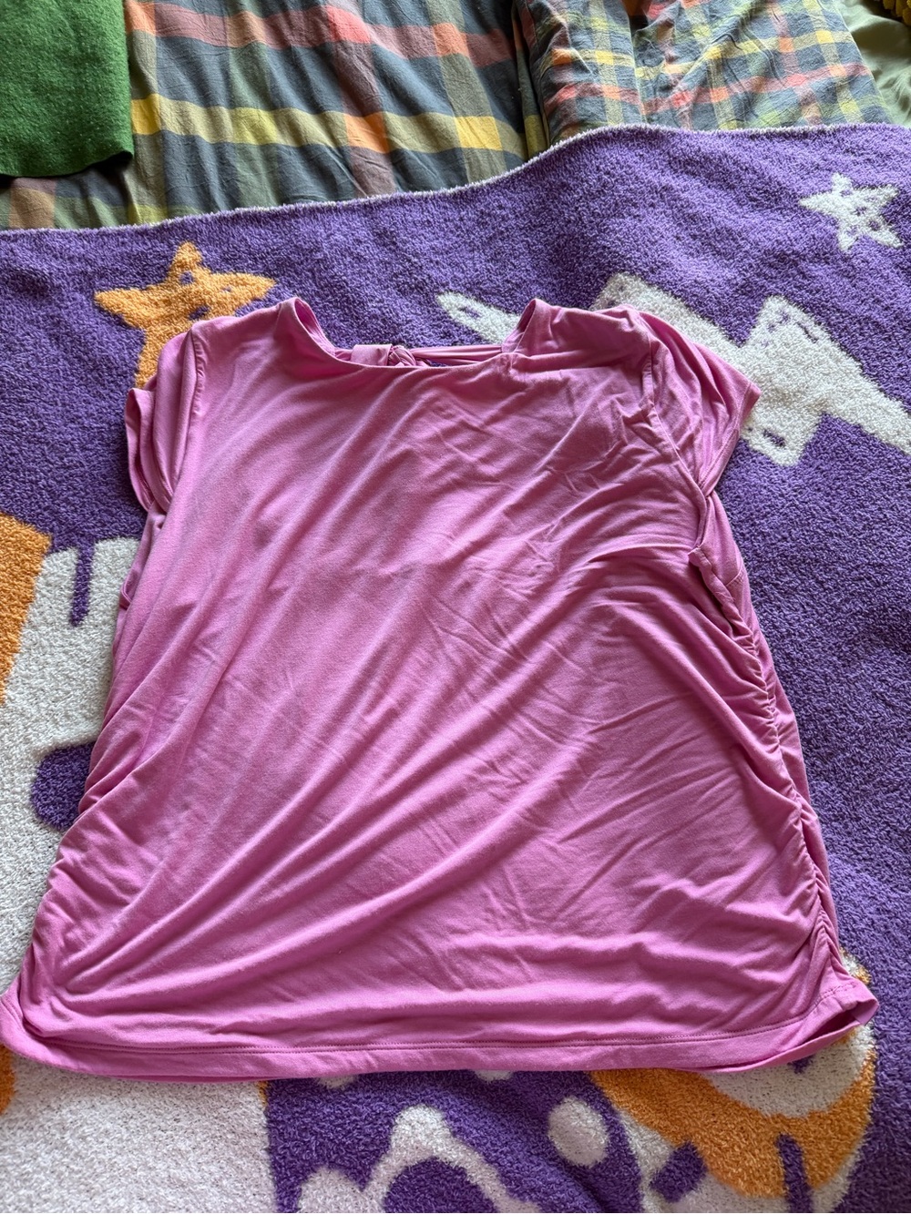 Blogilates 1X Pink Back Cutout Bow Ballet Ruched Top